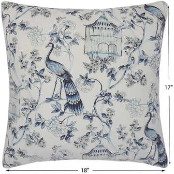 handmade  Pillow Ivory Blue Hand-Woven SQUARE PRINTED VEL pillow